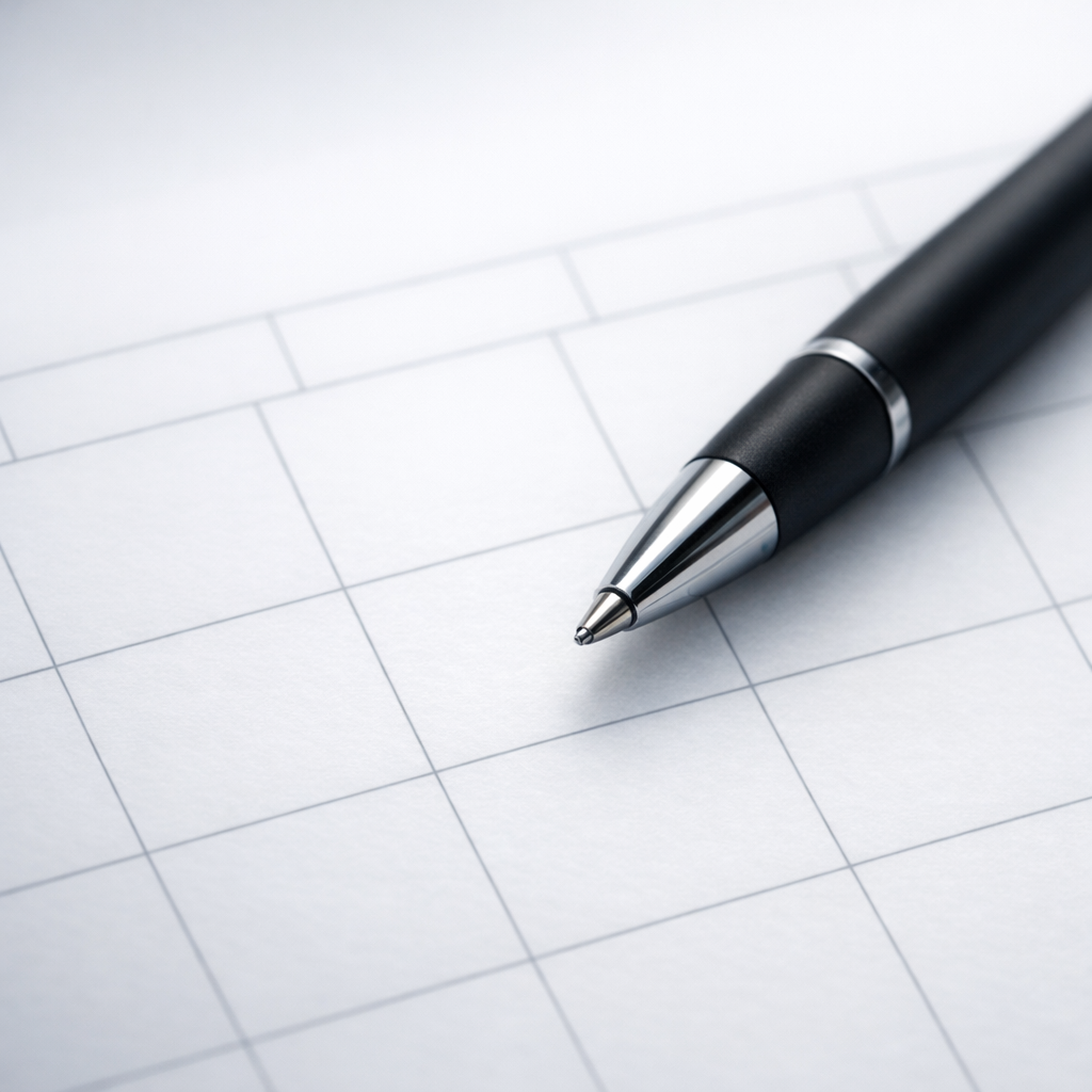 Календарь с пустыми неделями и ручка