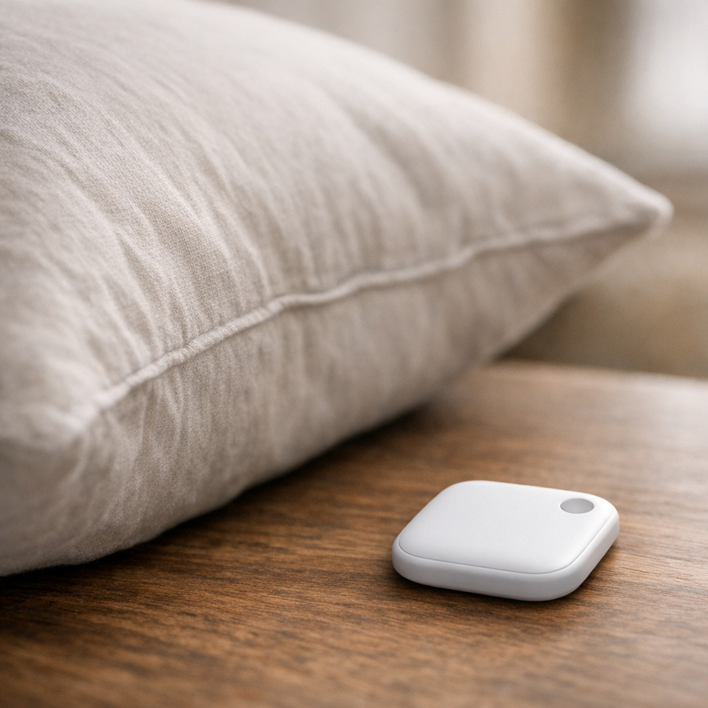 Аккуратная кровать и трекер на тумбе