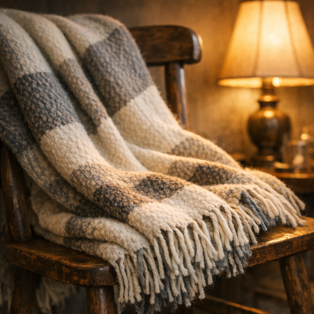 A person resting in a chair with a blanket