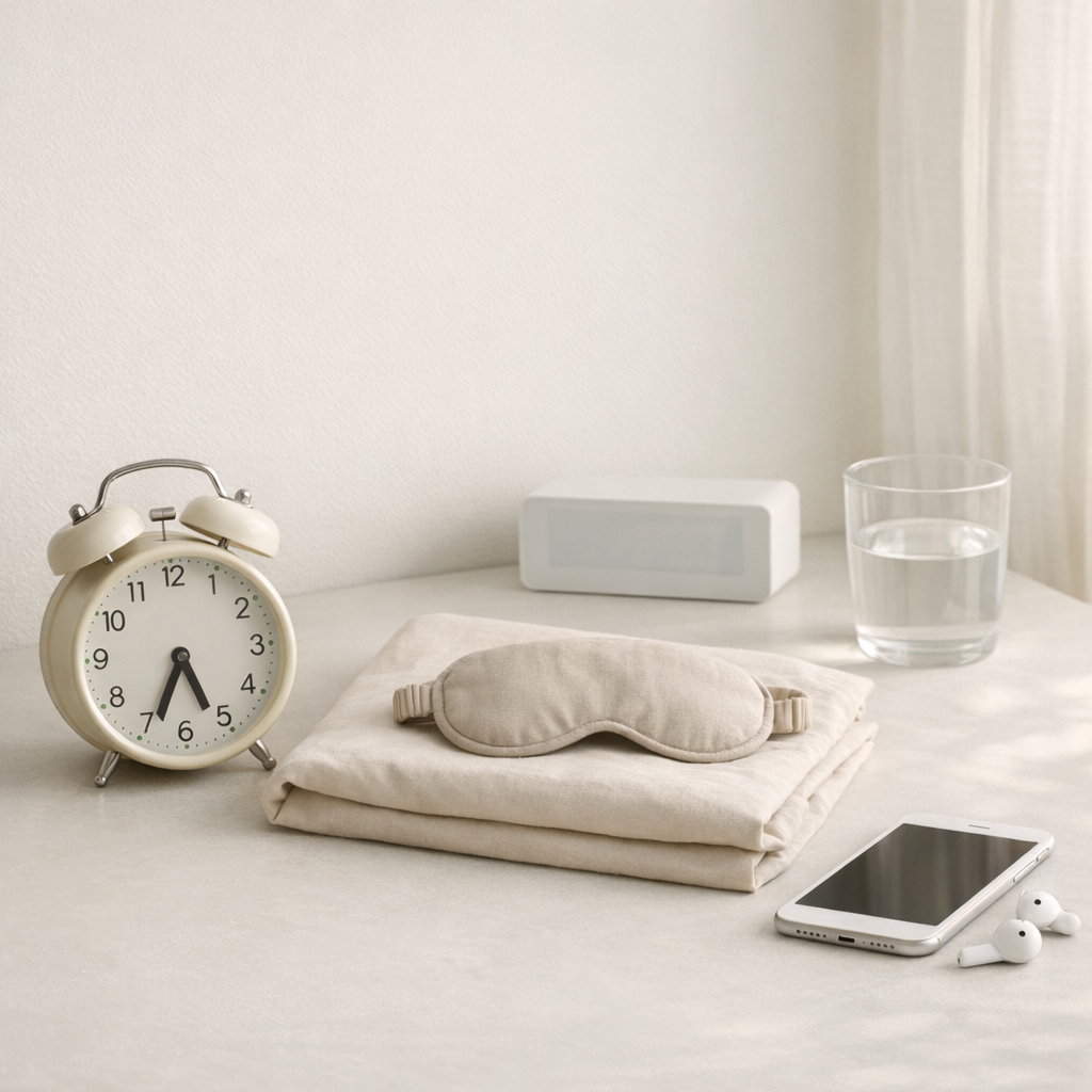 Minimal icon of a clock with a sun and moon representing circadian rhythm.