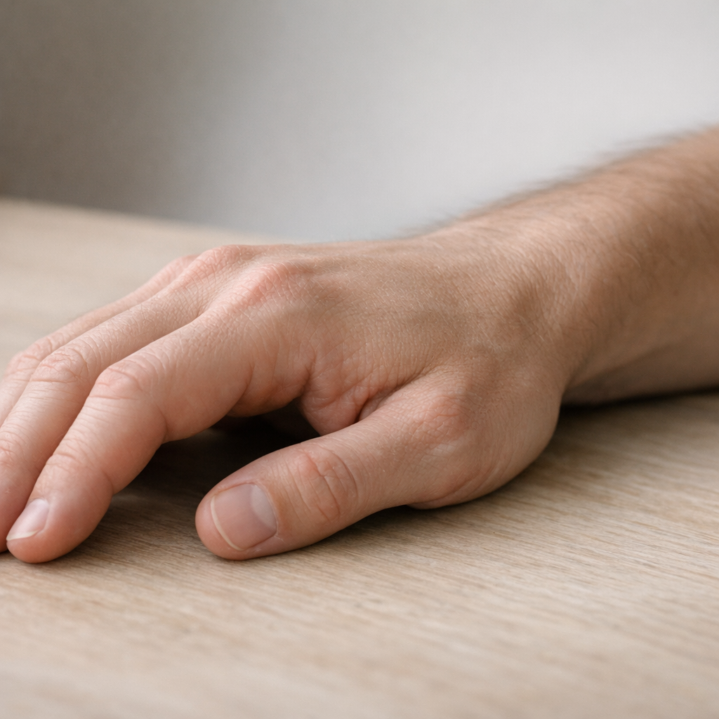 Рука с фитнес трекером, пальцы касаются пульса