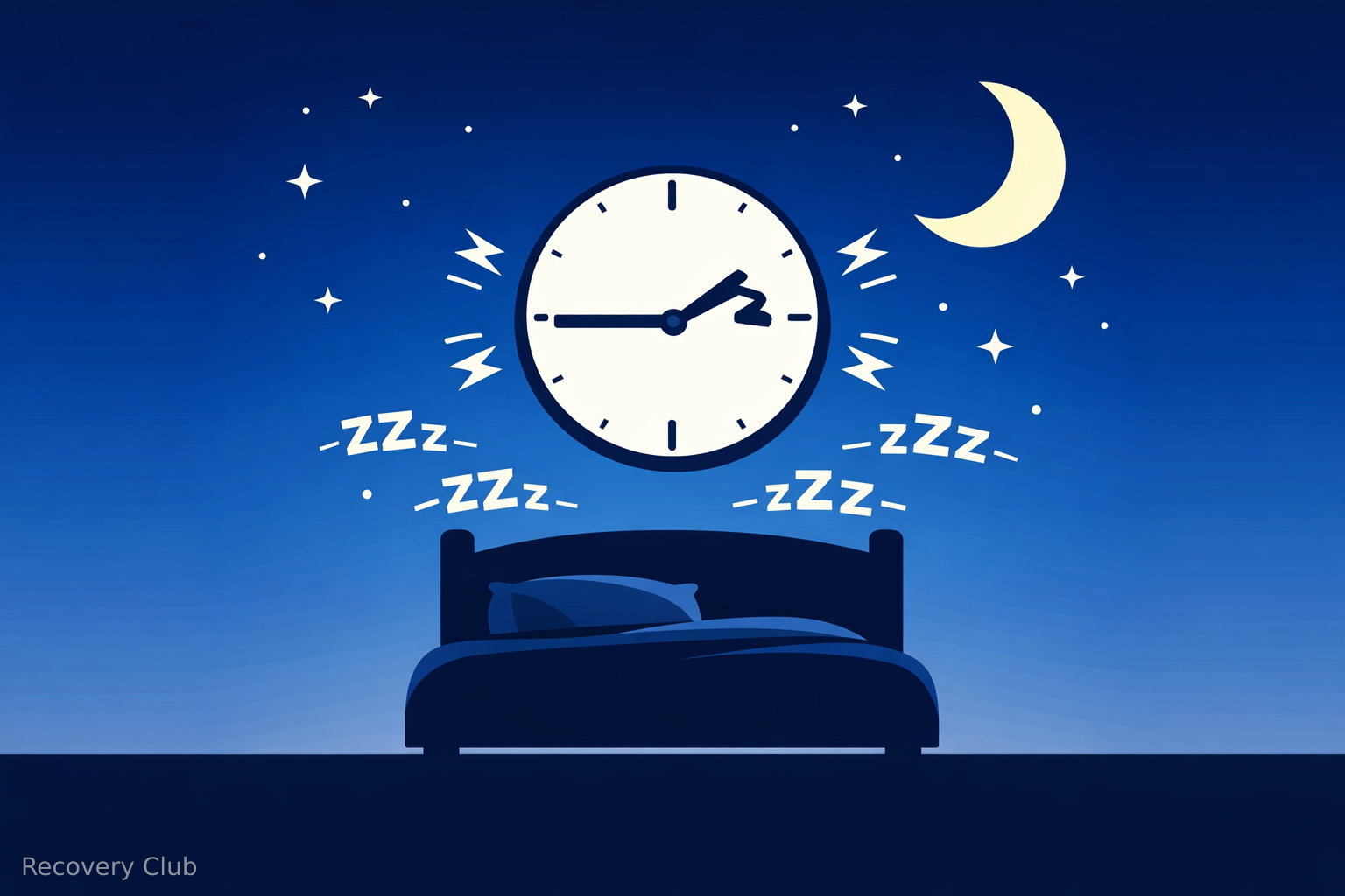 Ночная сцена: кровать, мягкий свет и часы без текста