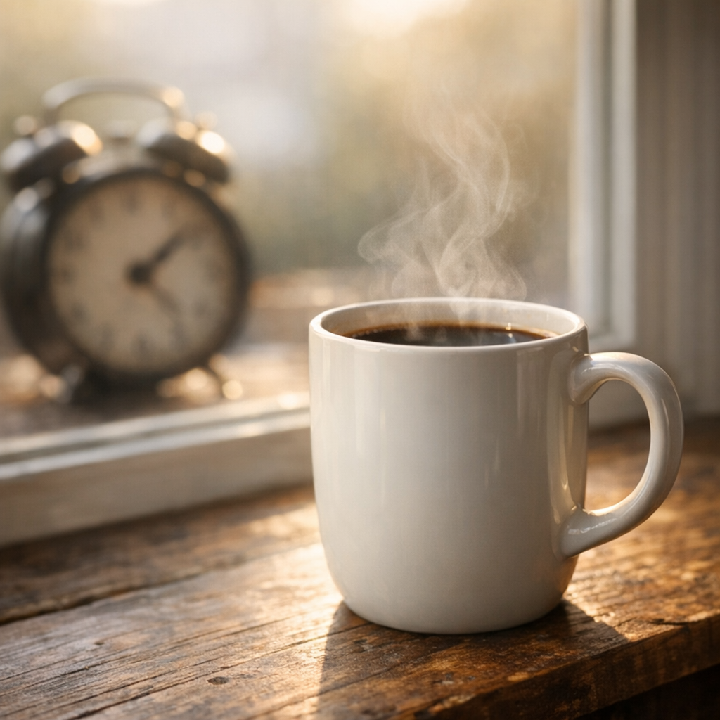 Чашка кофе у окна в мягком дневном свете