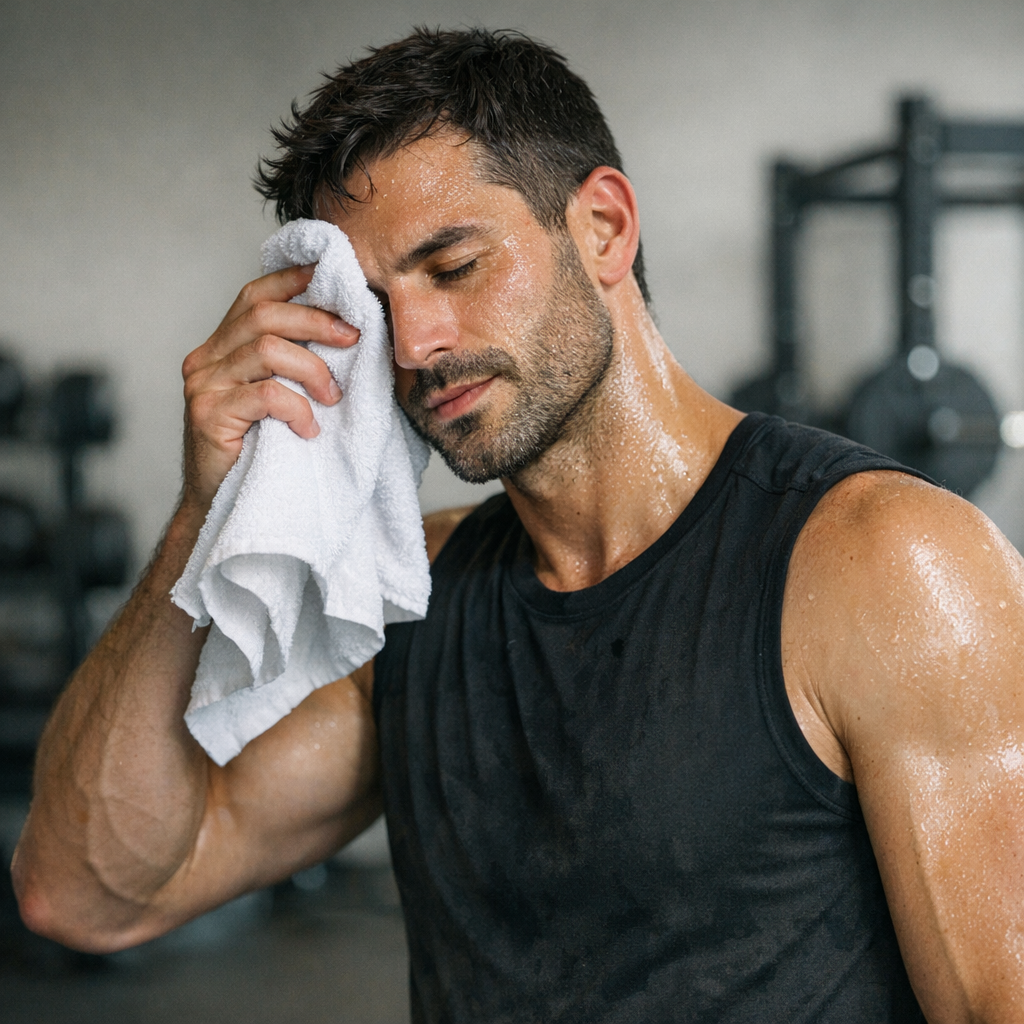 Полотенце и бутылка воды после тренировки