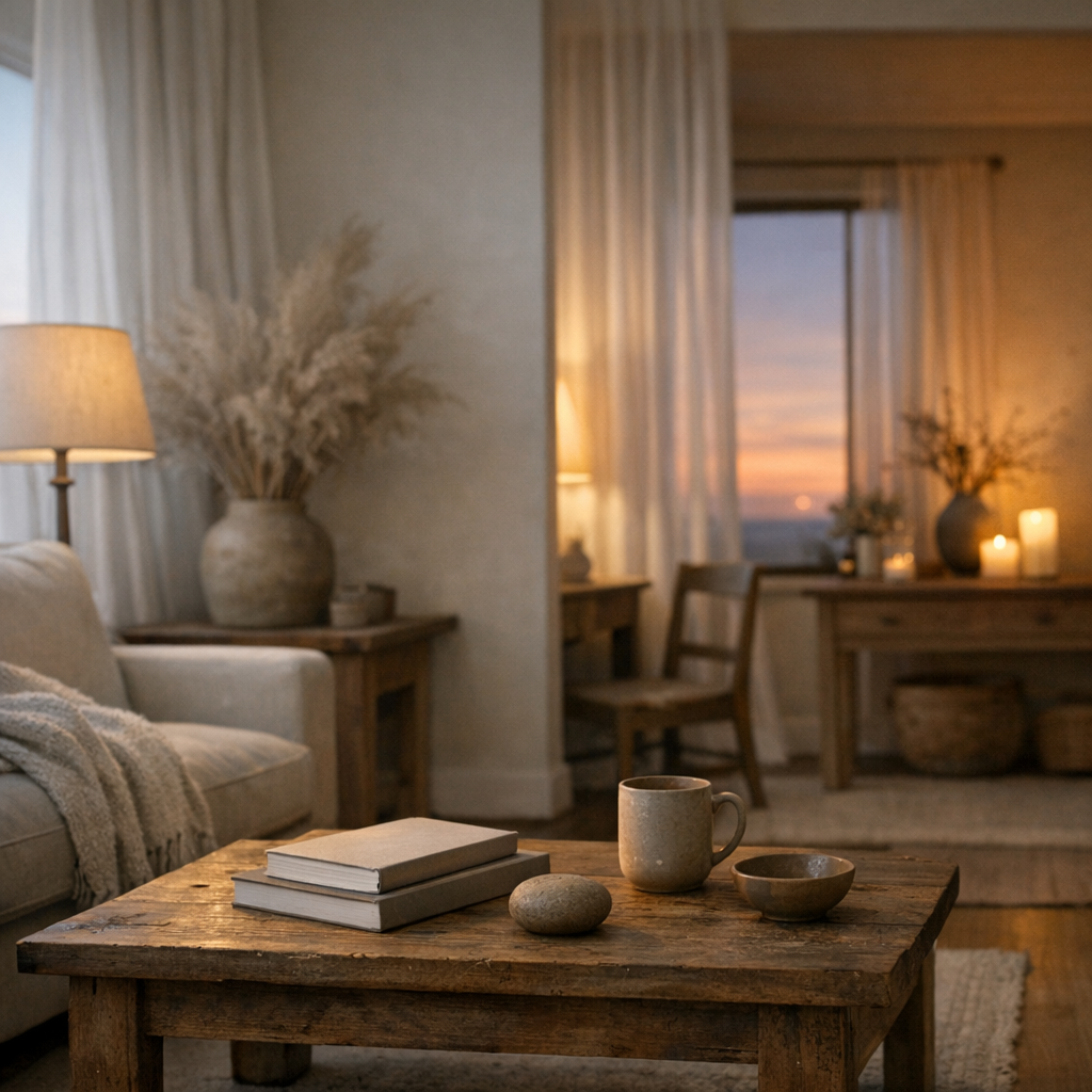 Спокойная комната с мягким светом у окна